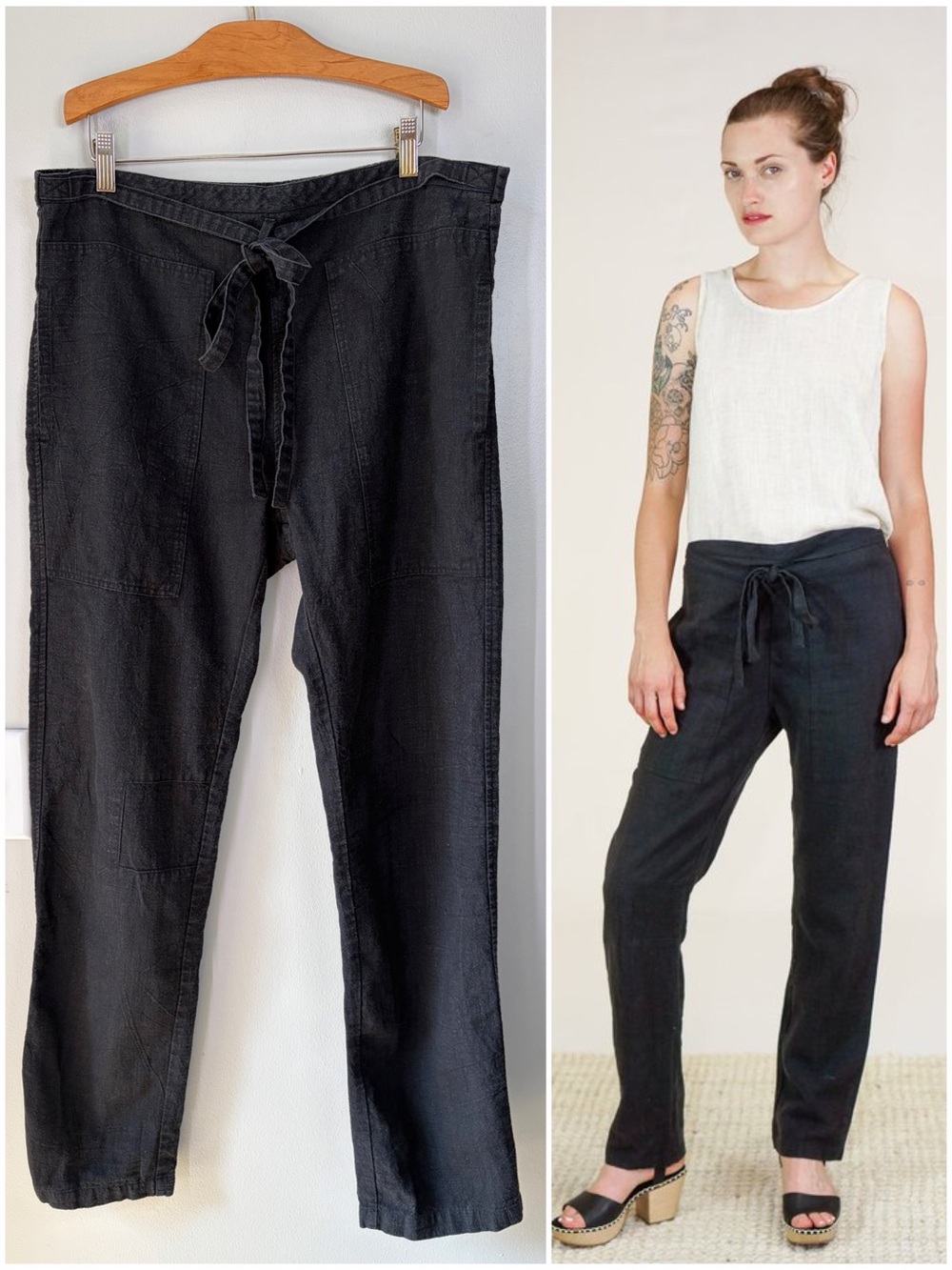 Humanoid Blackish High Waisted Relaxed Floree Trousers Modern Mininalist